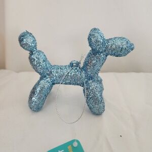 NWT Glitter Balloon Blue Dog Ornament World Market Jingle Mingle
